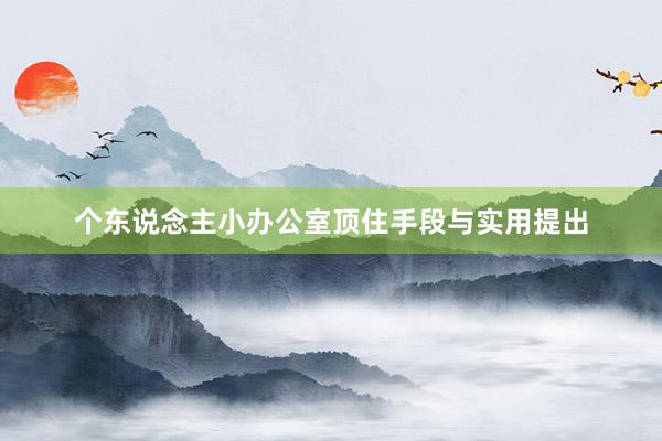 个东说念主小办公室顶住手段与实用提出